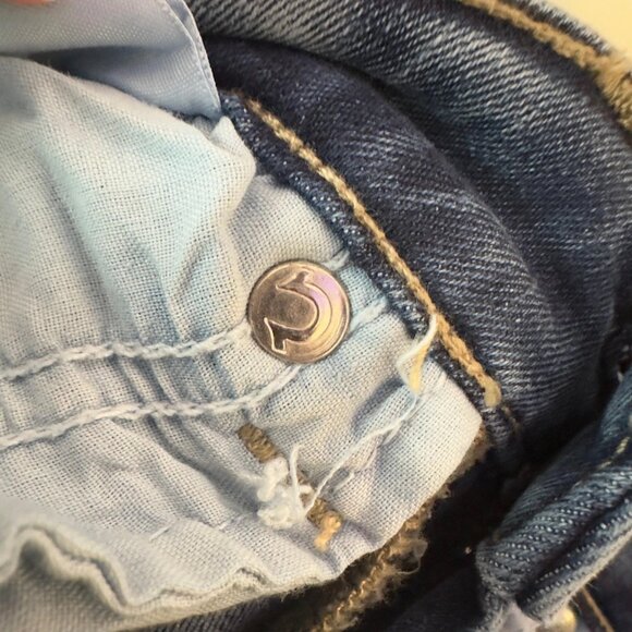 NWT True Religion Joey Flare Jeans Size 26 Medium Wash Flap Pockets Twist Hem - Picture 12 of 12